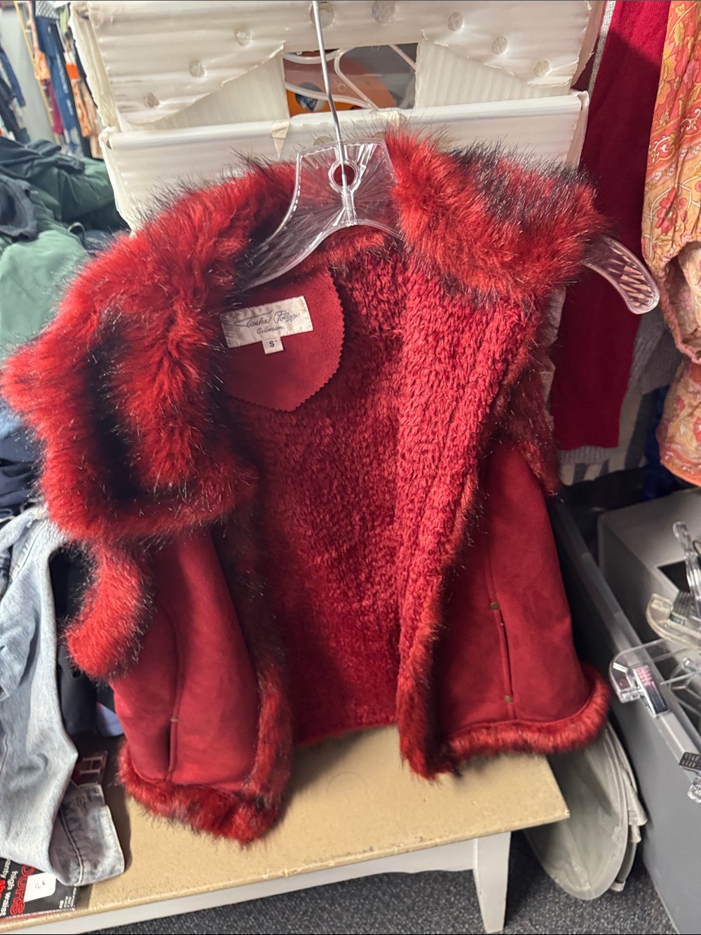 Vintage faux fur vest S // 100307